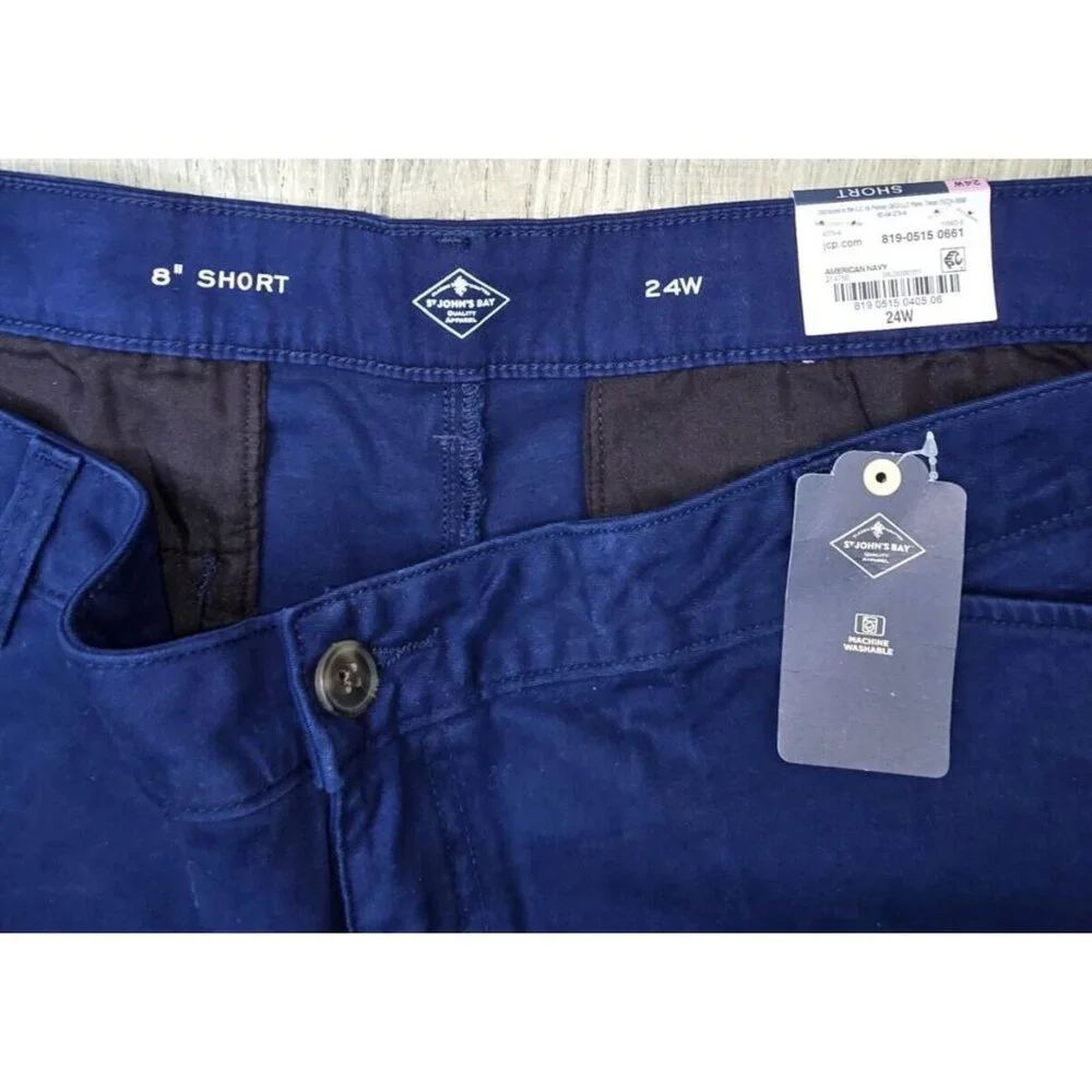 St.John's Bay Womens Short Mid Rise Secretly Slender American Navy Tummy Control - Picture 5 of 7